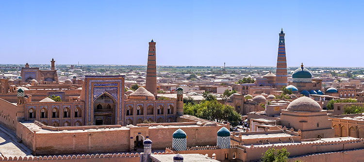 Architecture, city of Khiva, Uzbekistan, Asia