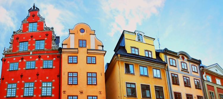 Historic colorful houses, Stockholm, Sweden, Europe