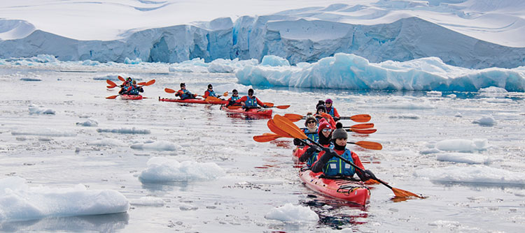 Reserve an optional kayaking excursion and experience the peaceful beauty of these natural Antarctic surroundings up close
