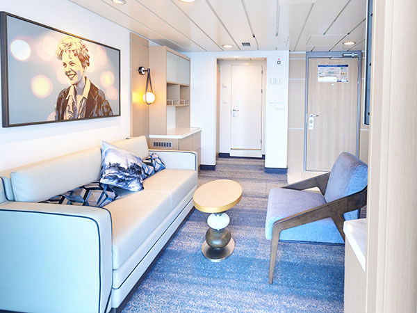 Ocean Explorer, Category OS, Owner's Suite, View of Living Area from the balcony