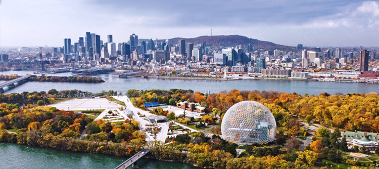 Aerial view of Montreal from Saint Helen's Island
