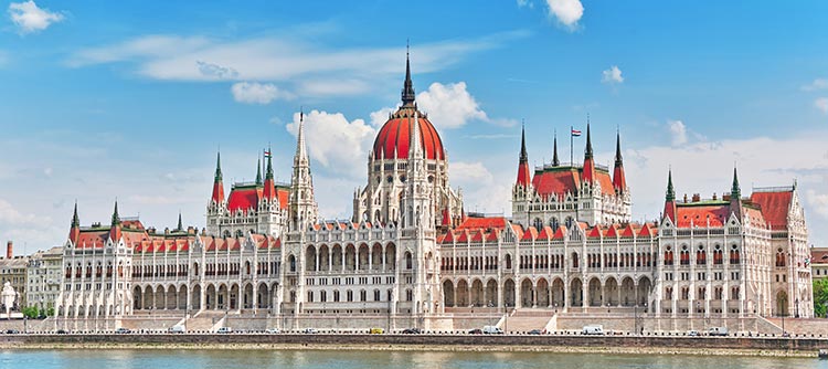 The sprawling Hungarian Parliament building in Budapest
