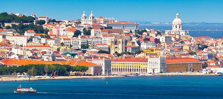 Panoramic view of Lisbon's riverside