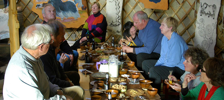 Vantage travelers experience Asia's culture and cuisine at a home-hosted lunch in Mongolia.